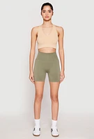 Womens Seamless High Waisted Biker Shorts,