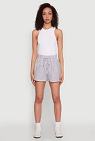 Womens Seersucker Striped Drawstring Waist Shorts, Multi, Size M
