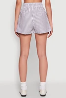 Womens Seersucker Striped Drawstring Waist Shorts, Multi, Size M