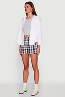 Womens Pull On Plaid Shorts, Multi, Size M