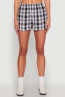 Womens Pull On Plaid Shorts, Multi, Size M