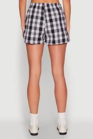 Womens Pull On Plaid Shorts, Multi, Size M