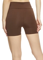 Womens High Waist Yoga Shorts, Brown, Size S