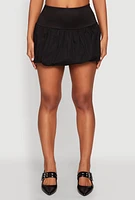 Womens Poplin High Waisted Mini Bubble Skirt, Black, Size M