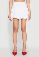 Womens Poplin High Waisted Mini Bubble Skirt, White,