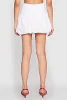 Womens Poplin High Waisted Mini Bubble Skirt, White,