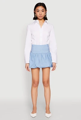 Womens Poplin Bubble Mini Skirt, Blue, Size L