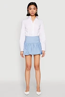 Womens Poplin Bubble Mini Skirt, Blue, Size S