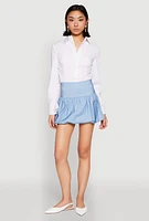 Womens Poplin Bubble Mini Skirt, Blue, Size S