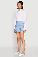 Womens Poplin Bubble Mini Skirt, Blue, Size L