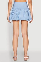 Womens Poplin Bubble Mini Skirt, Blue, Size L