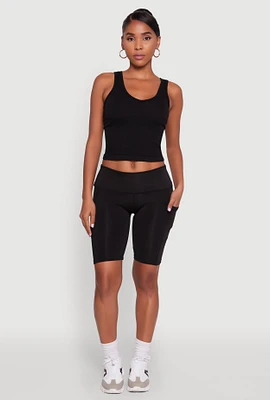 Womens Stylish Bike Shorts with Tummy Tucker and Side Pockets, Black,