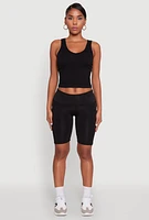 Womens Stylish Bike Shorts with Tummy Tucker and Side Pockets, Black,