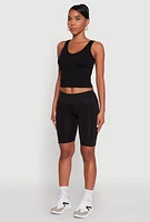 Womens Stylish Bike Shorts with Tummy Tucker and Side Pockets, Black,