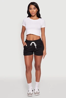 Womens Chic Drawstring High Waisted Sweatshorts with Fixed Cuffs,