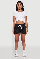 Womens Chic Drawstring High Waisted Sweatshorts with Fixed Cuffs,