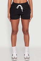 Womens Chic Drawstring High Waisted Sweatshorts with Fixed Cuffs,
