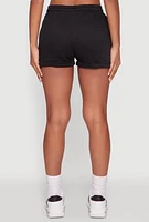 Womens Chic Drawstring High Waisted Sweatshorts with Fixed Cuffs,