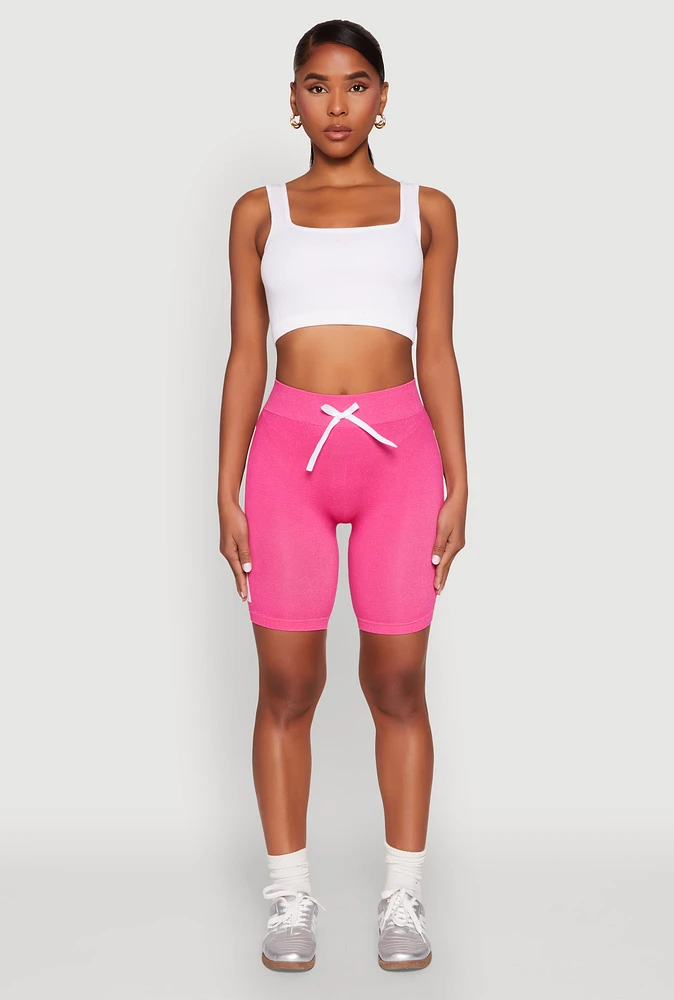 Womens Good Vibes Biker Shorts, Pink, Size S-M