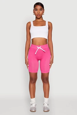 Womens Good Vibes Biker Shorts, Pink, Size S-M