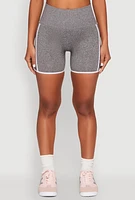 Womens Contrast Trim Biker Shorts, Grey, Size L-XL