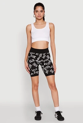 Womens Boss Babe Love Biker Shorts, Black, Size L-XL