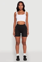Womens Side Slashed Biker Shorts, Black, Size L-XL