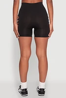 Womens Side Slashed Biker Shorts, Black, Size L-XL