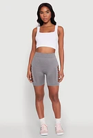 Womens Side Slashed Biker Shorts, Grey, Size L-XL