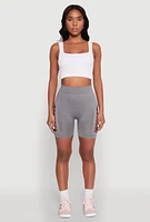 Womens Side Slashed Biker Shorts, Grey, Size L-XL
