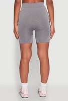 Womens Side Slashed Biker Shorts, Grey, Size L-XL