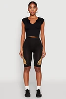 Womens Seamless Leopard Print Detail Bike Shorts, Multi, Size S-M