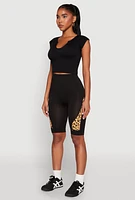 Womens Seamless Leopard Print Detail Bike Shorts, Multi, Size S-M