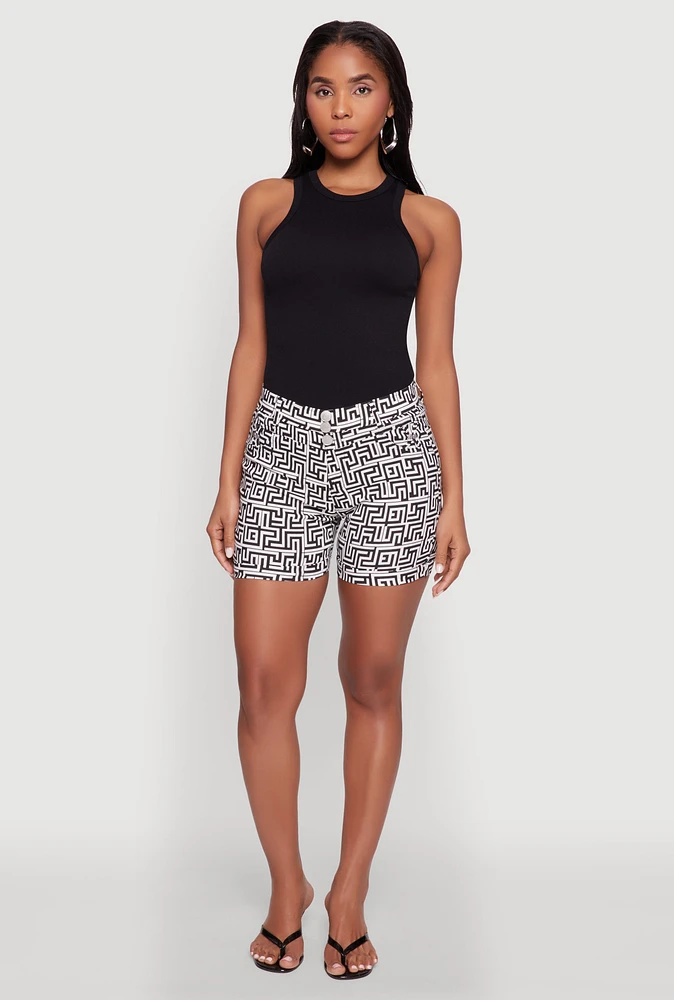 Womens Hyper Stretch Patterned Pull On Shorts, Multi, Size S