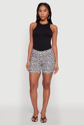 Womens Hyper Stretch Patterned Pull On Shorts, Multi, Size S