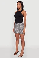 Womens Hyper Stretch Patterned Pull On Shorts, Multi, Size S