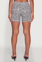 Womens Hyper Stretch Patterned Pull On Shorts, Multi, Size L