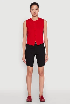 Womens Hyper Stretch Pintuck Bermuda Shorts, Black, Size M