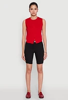 Womens Hyper Stretch Pintuck Bermuda Shorts, Black, Size M