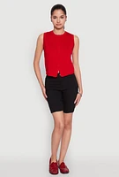Womens Hyper Stretch Pintuck Bermuda Shorts, Black, Size M