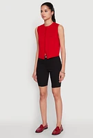 Womens Hyper Stretch Pintuck Bermuda Shorts, Black, Size M