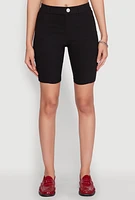 Womens Hyper Stretch Pintuck Bermuda Shorts, Black, Size M