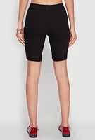 Womens Hyper Stretch Pintuck Bermuda Shorts, Black, Size M