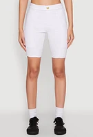 Womens Hyper Stretch Pintuck Bermuda Shorts, White, Size L