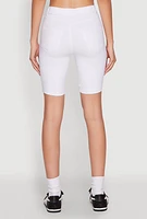 Womens Hyper Stretch Pintuck Bermuda Shorts, White, Size L