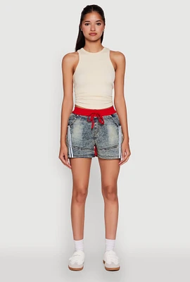 Womens Trendy High Waisted Contrast Trim Sweatshorts, Multi, Size L