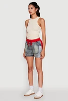 Womens Trendy High Waisted Contrast Trim Sweatshorts, Multi, Size L
