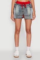 Womens Trendy High Waisted Contrast Trim Sweatshorts, Multi, Size L