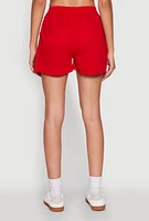 Womens Trendy High Waisted Contrast Trim Sweatshorts, Multi, Size L