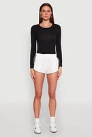 Womens Side Stripe Running Shorts, White, Size S